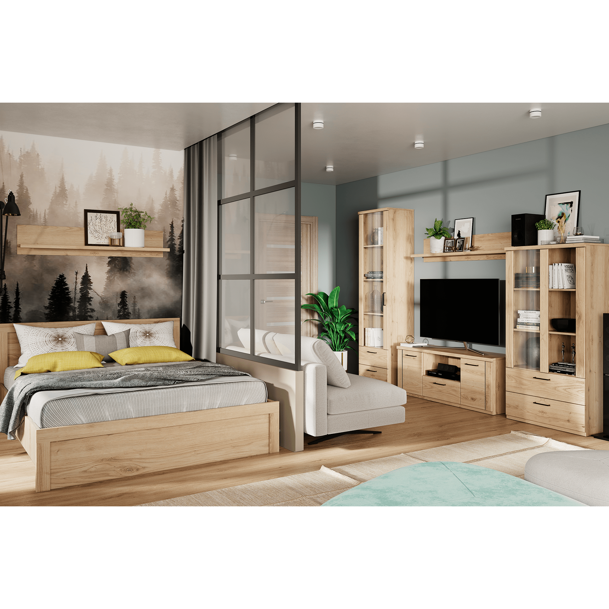 Vitrina joasa 1W2S, stejar navarra, DORSI — imaginea 3