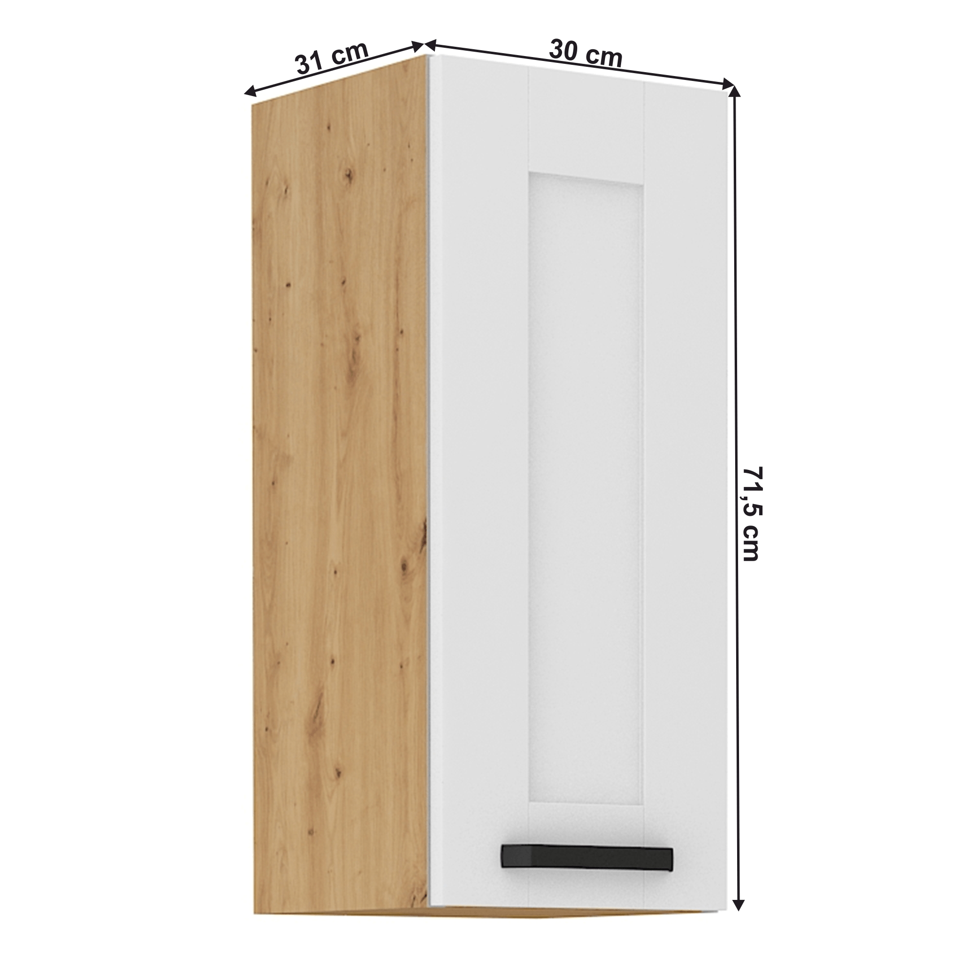 Dulap superior, alb/stejar artizan, LULA 30 G-72 1F — imaginea 6