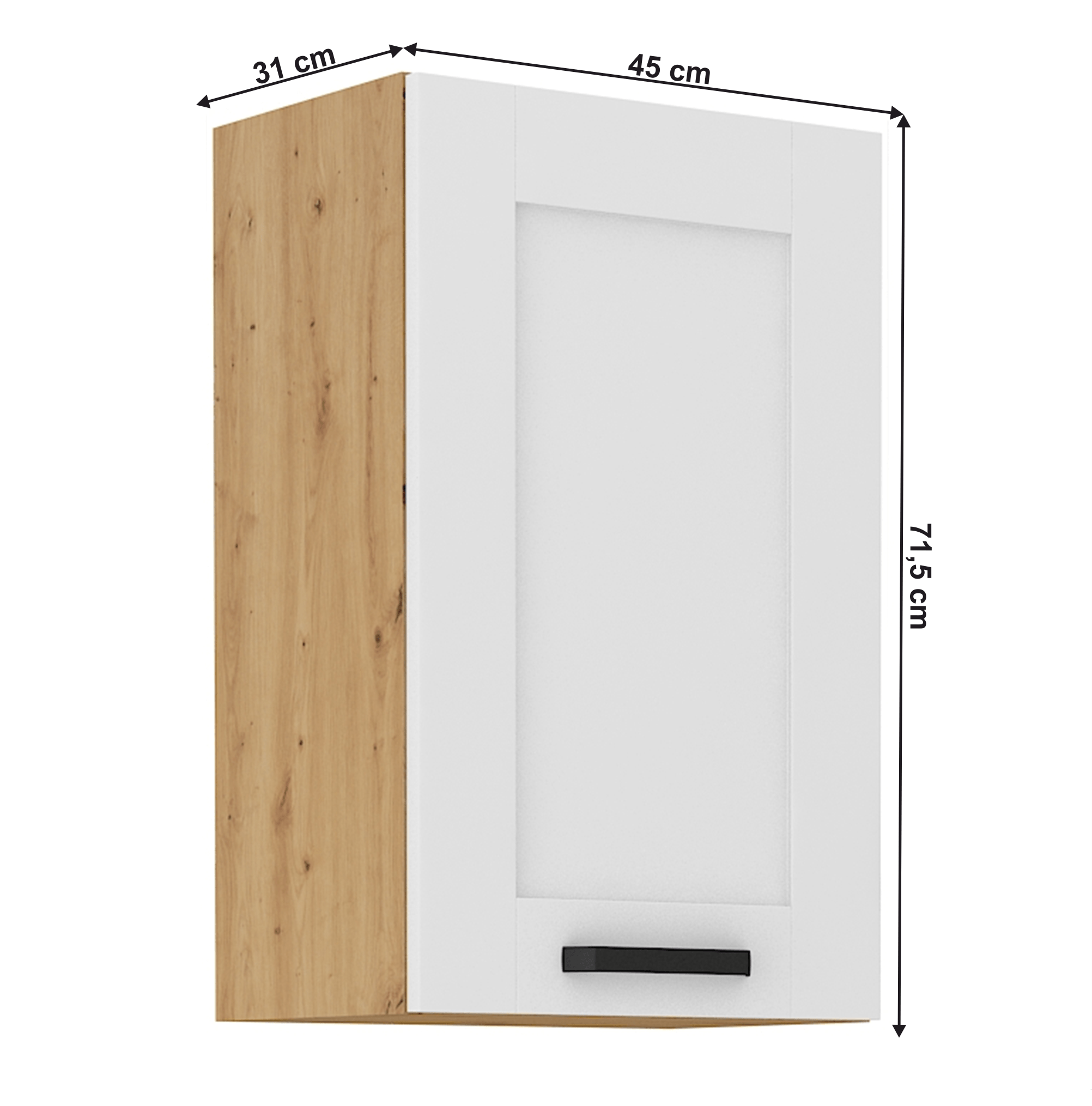 Dulap superior, alb/stejar artizan, LULA 45 G-72 1F — imaginea 7