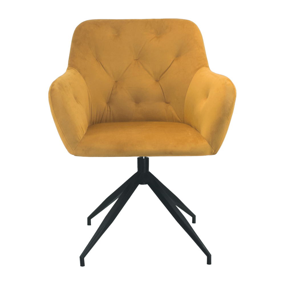 Scaun pivotant, tesatura de catifea mustar/ negru, VELEZA NEW — imaginea 2