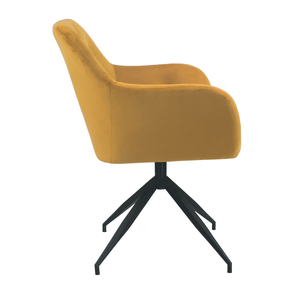 Scaun pivotant, tesatura de catifea mustar/ negru, VELEZA NEW — imaginea 3