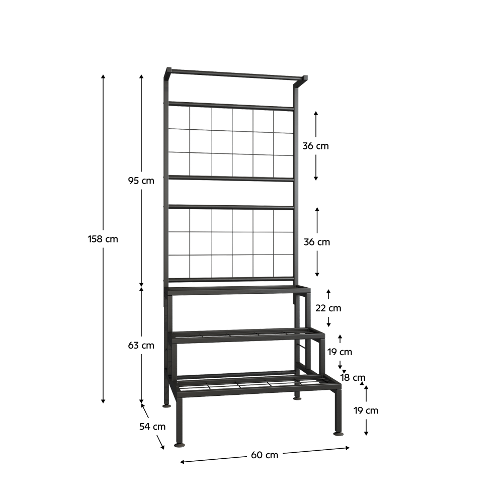 Suport metalic pentru flori, negru, BALKO — imaginea 3