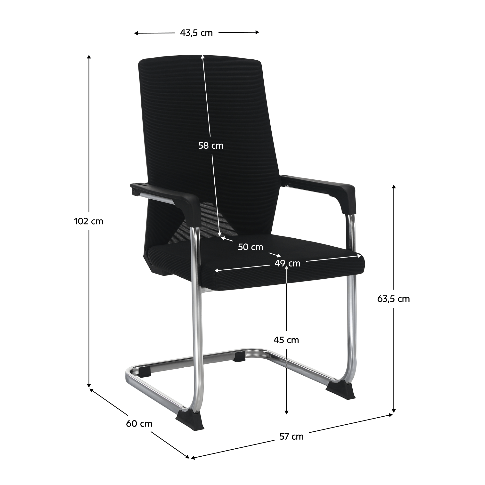 Scaun de conferinta, negru, RAVIL — imaginea 2