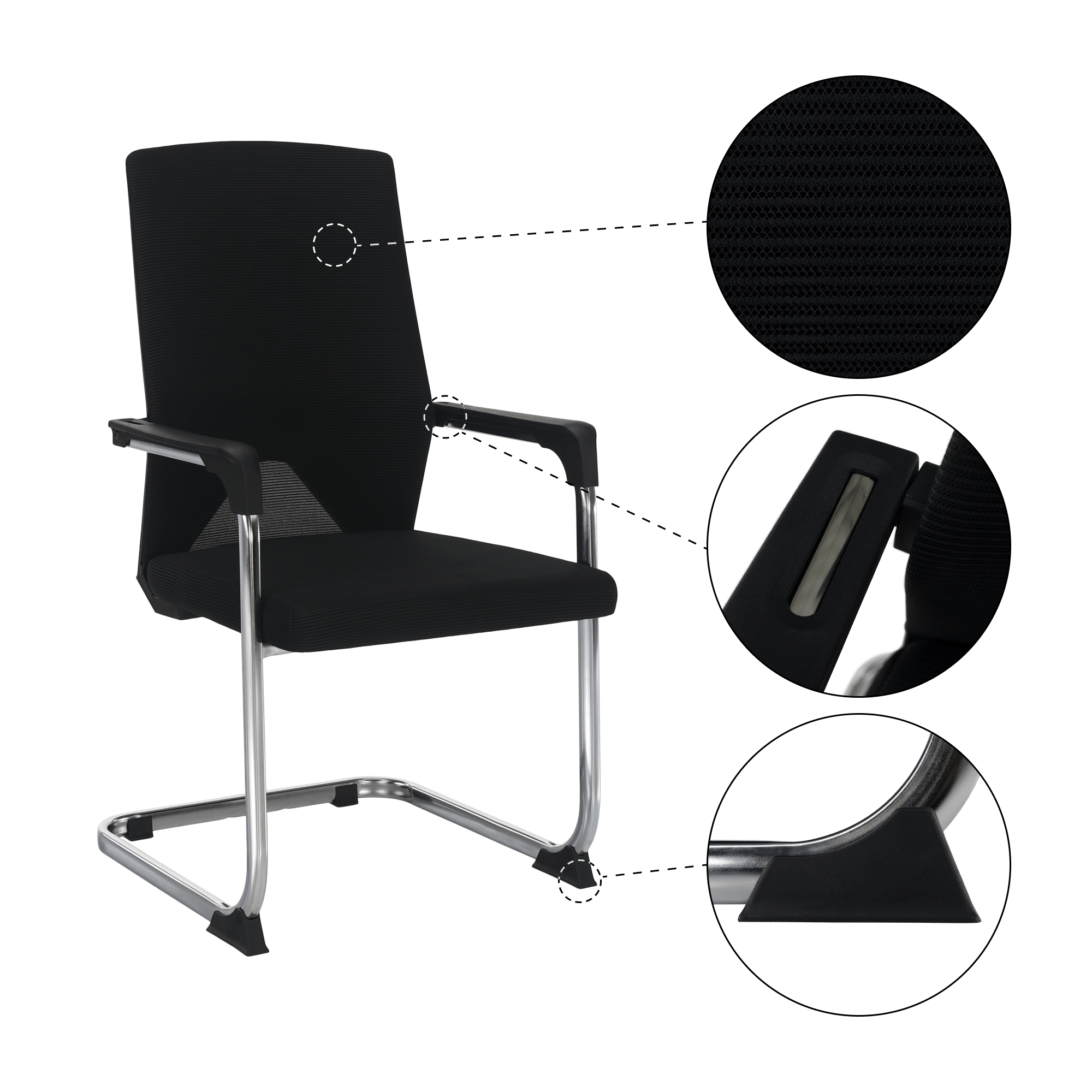 Scaun de conferinta, negru, RAVIL — imaginea 3