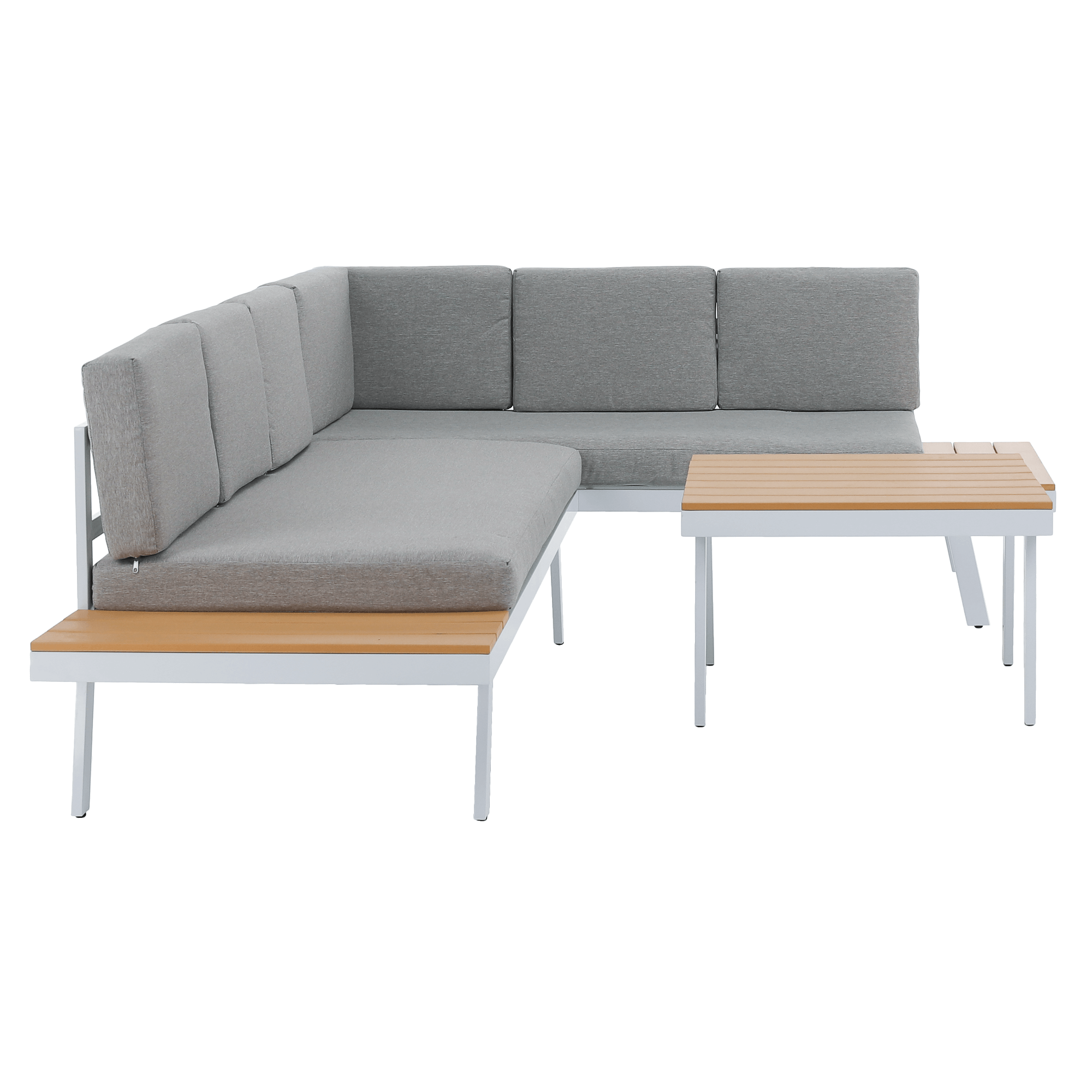 Set de gradina, otel alb /stejar / gri deschis, PELOR — imaginea 2