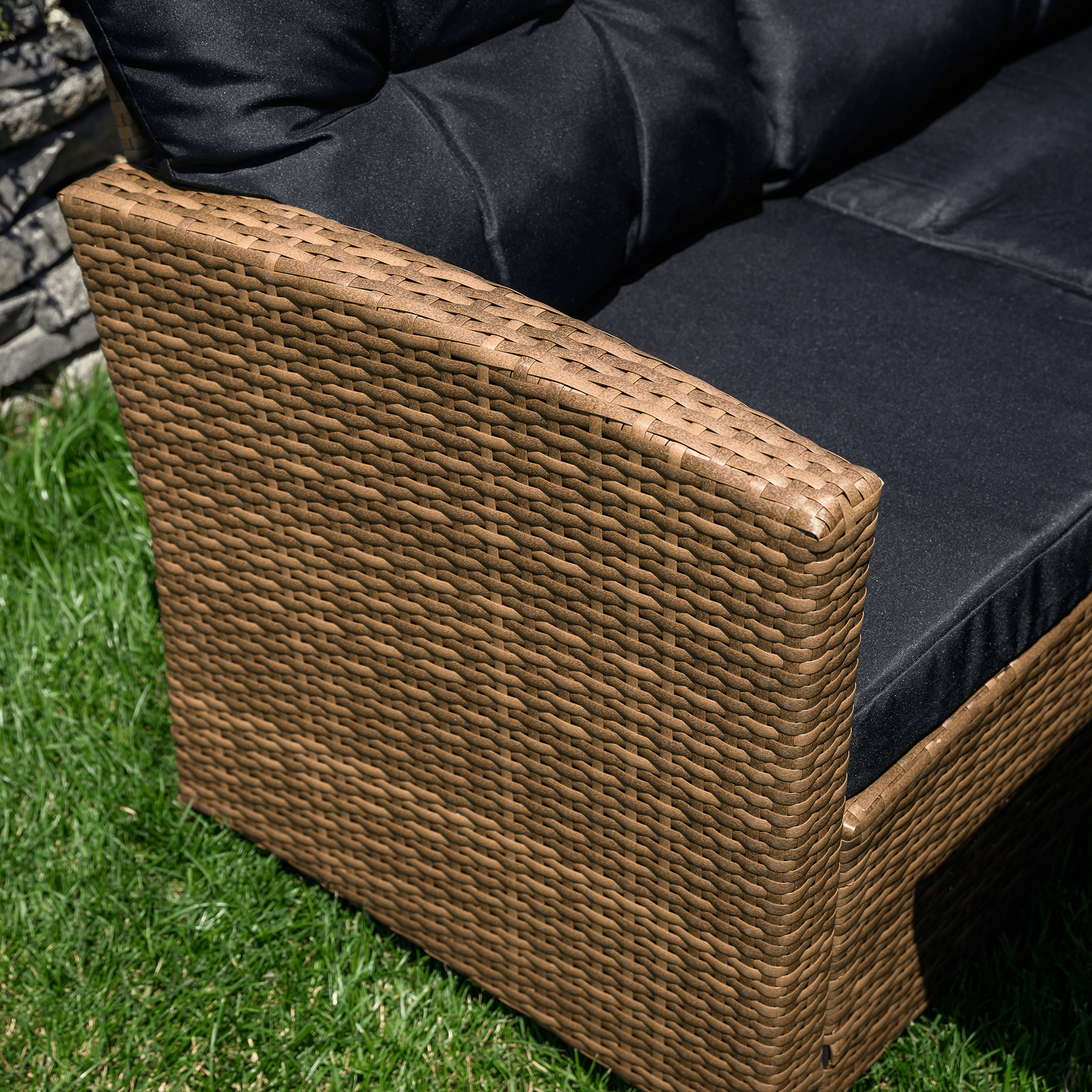 Set de gradina din ratan, maro deschis / negru, MADUL — imaginea 4