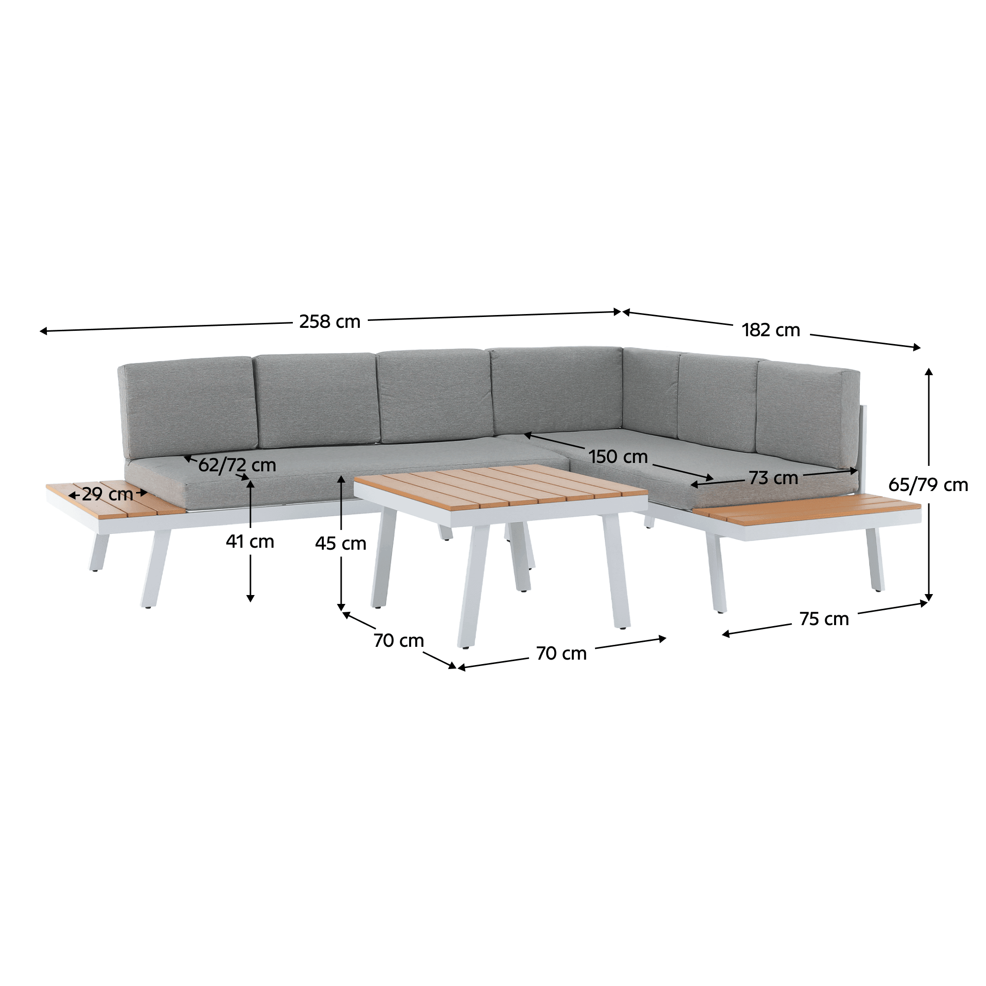 Set de gradina, otel alb /stejar / gri deschis, PELOR — imaginea 17