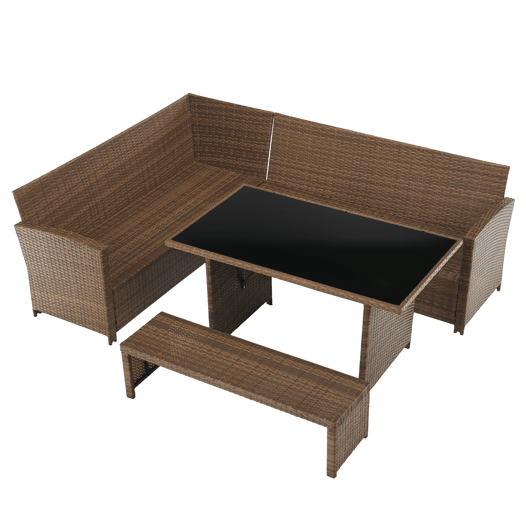 Set de gradina din ratan, maro deschis / negru, MADUL — imaginea 12