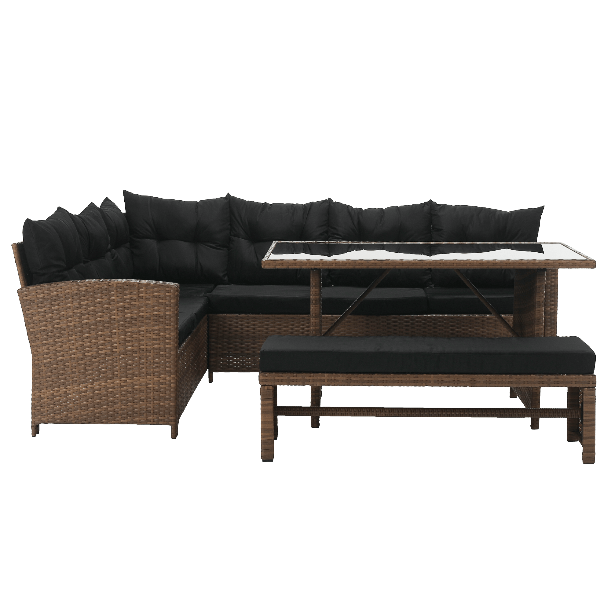 Set de gradina din ratan, maro deschis / negru, MADUL — imaginea 13