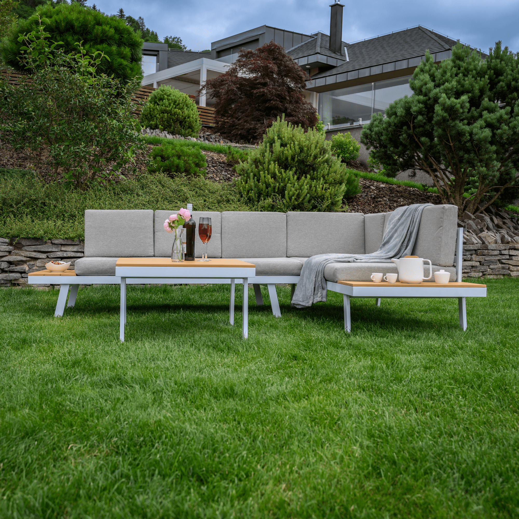 Set de gradina, otel alb /stejar / gri deschis, PELOR — imaginea 19