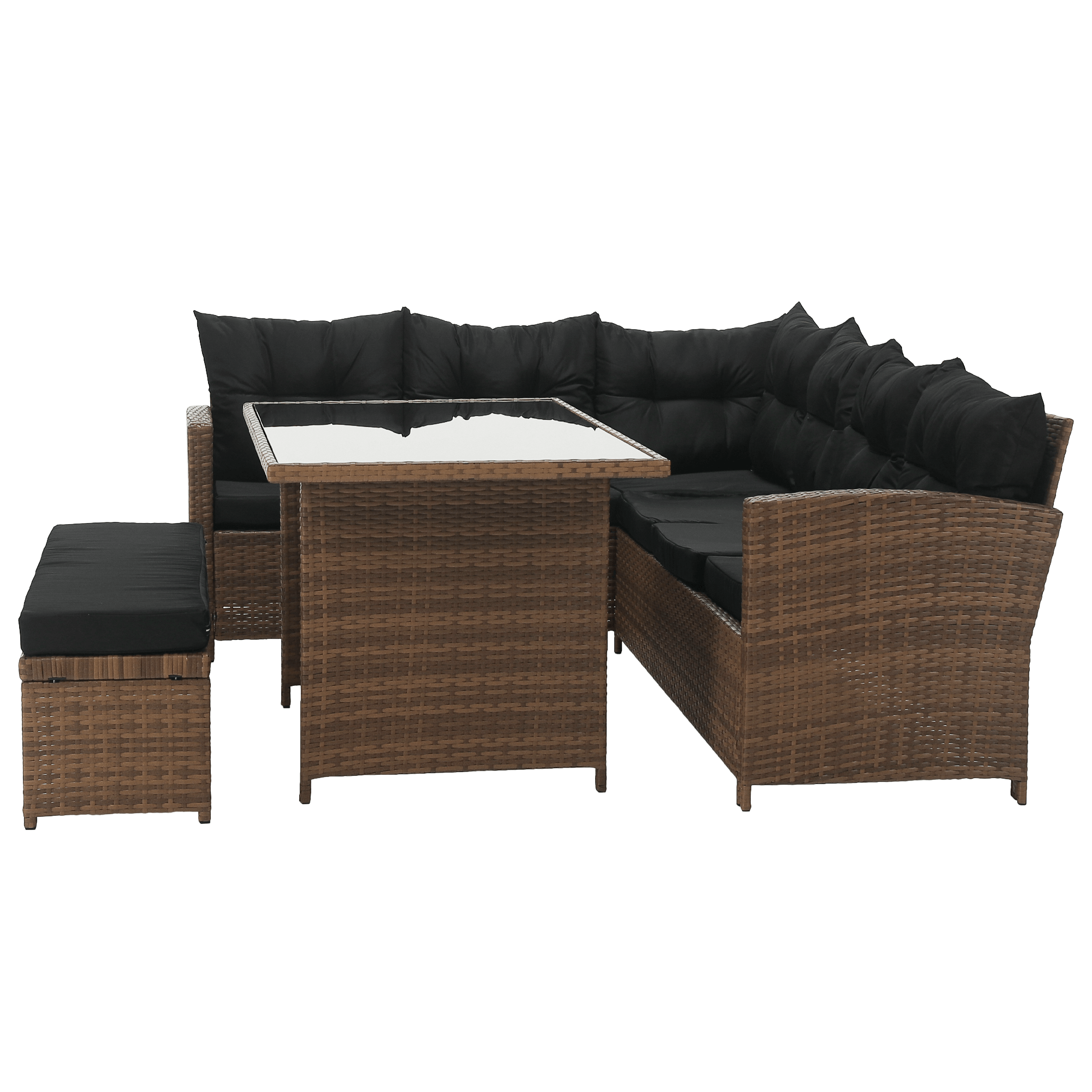Set de gradina din ratan, maro deschis / negru, MADUL — imaginea 15
