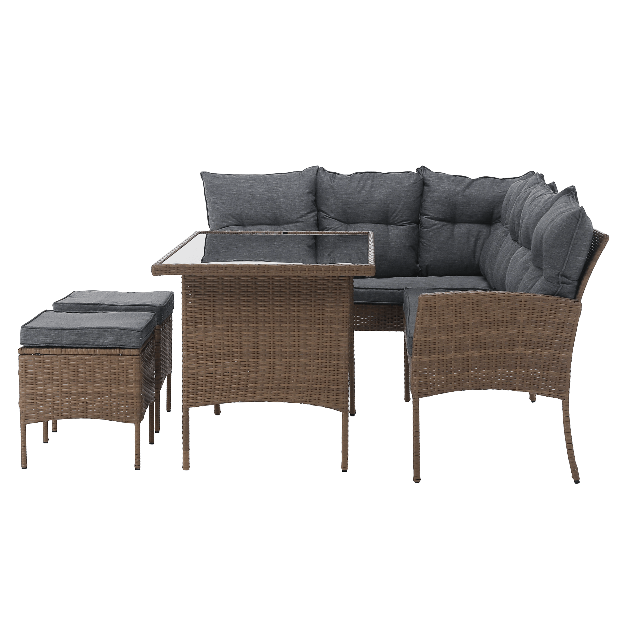 Set de gradina din ratan, culoare naturala / gri deschis, RANDI — imaginea 3