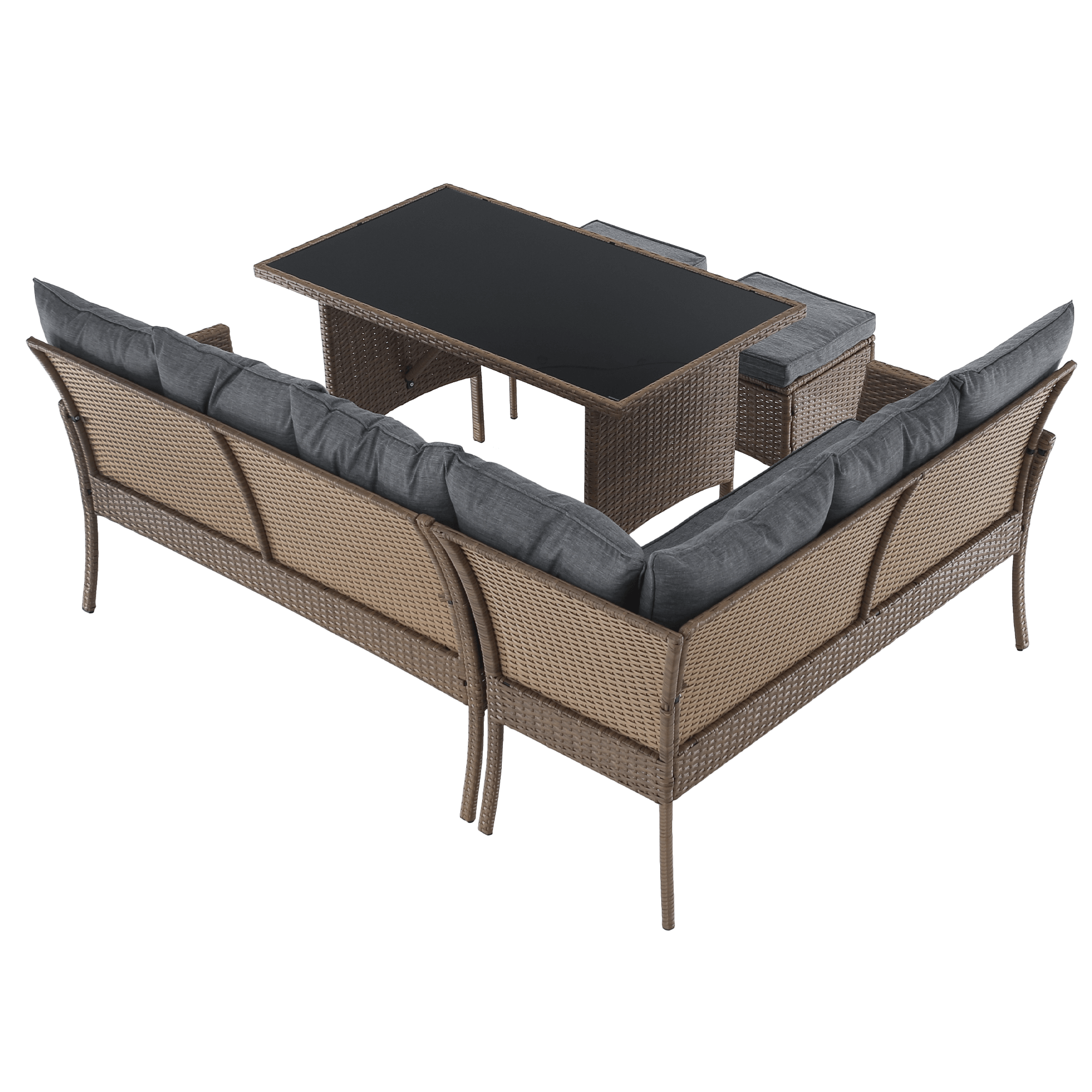 Set de gradina din ratan, culoare naturala / gri deschis, RANDI — imaginea 4