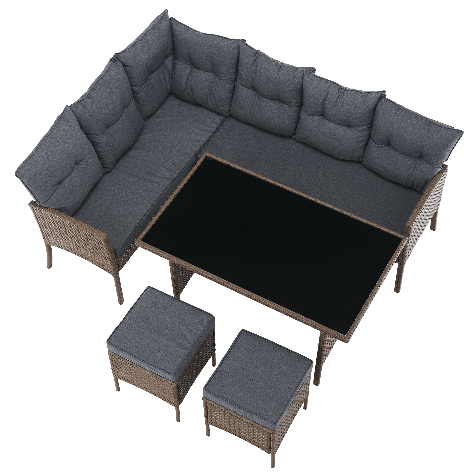 Set de gradina din ratan, culoare naturala / gri deschis, RANDI — imaginea 5