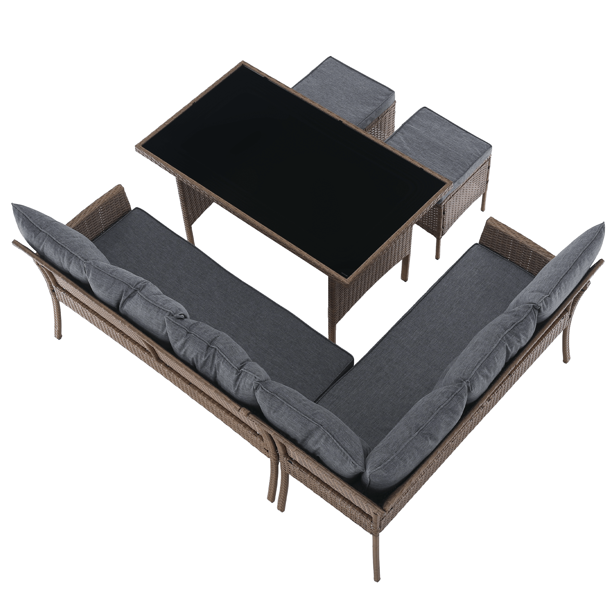 Set de gradina din ratan, culoare naturala / gri deschis, RANDI — imaginea 7