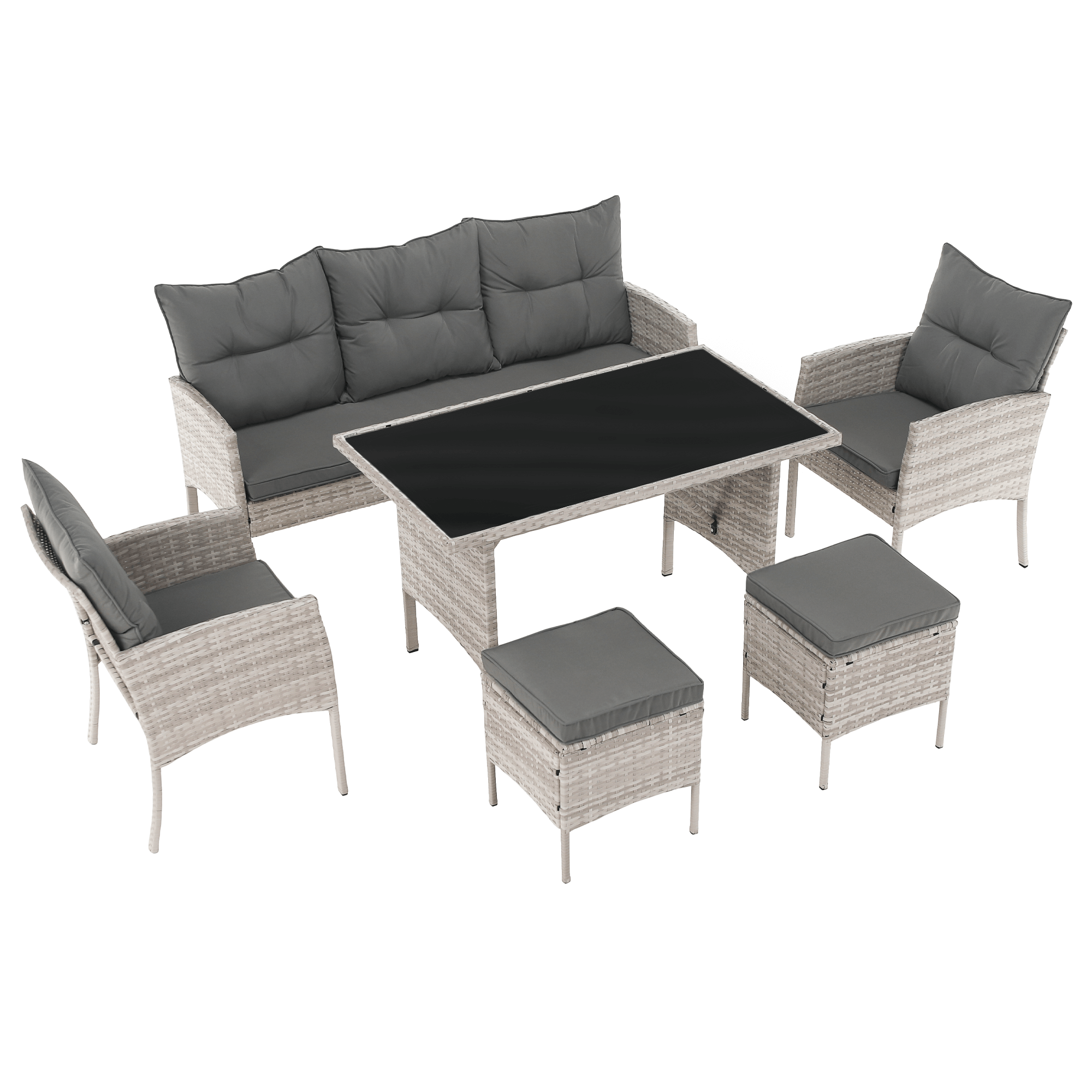 Set de gradina din ratan, gri deschis, LALEN — imaginea 10