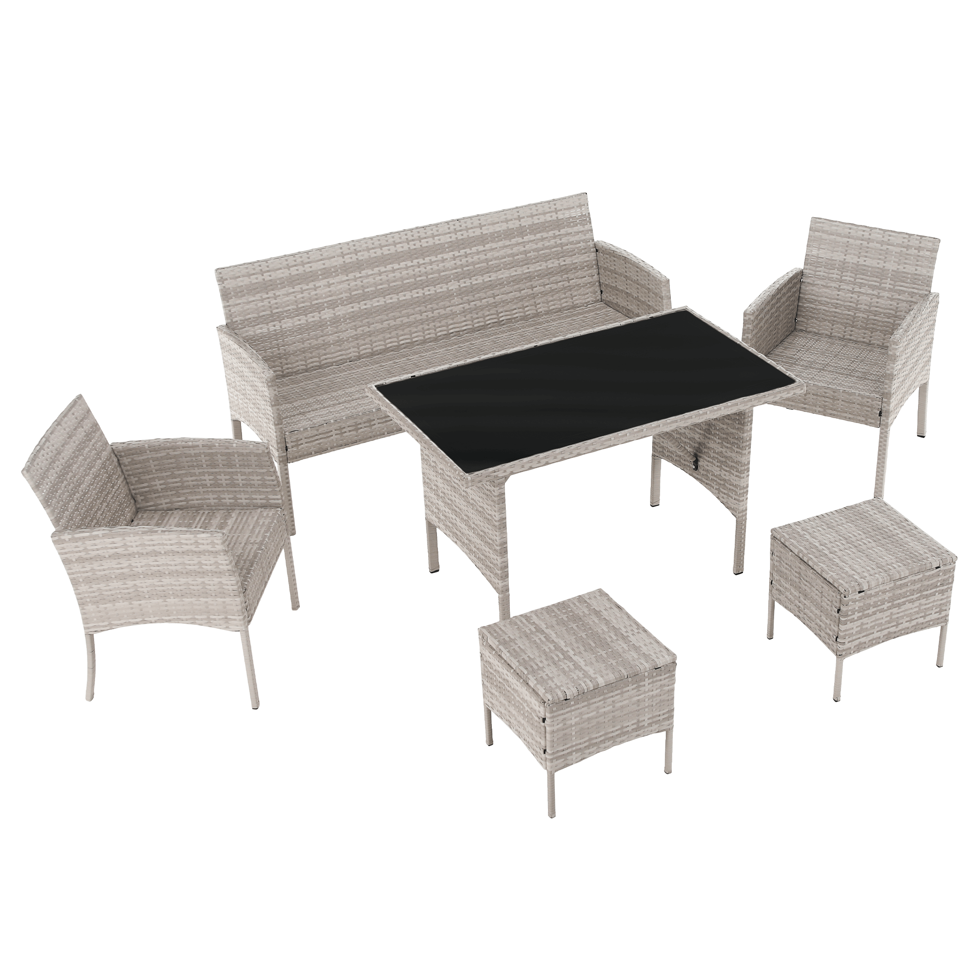 Set de gradina din ratan, gri deschis, LALEN — imaginea 14