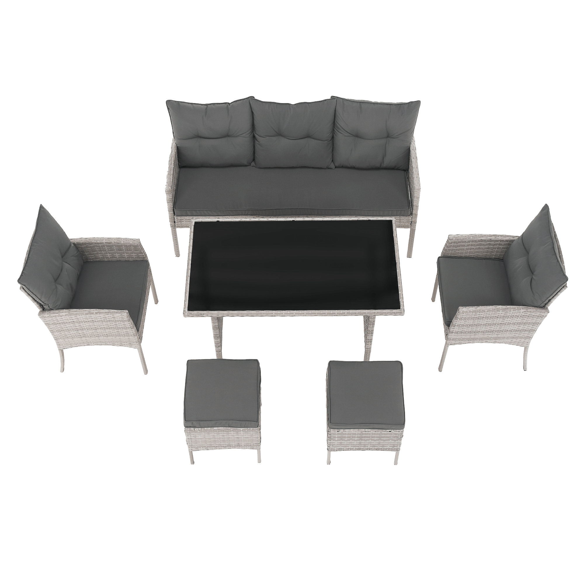 Set de gradina din ratan, gri deschis, LALEN — imaginea 15