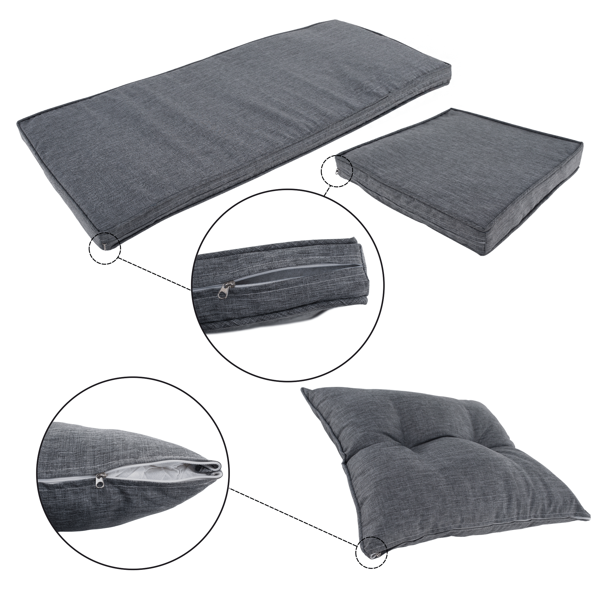 Set de gradina din ratan, culoare naturala / gri deschis, RANDI — imaginea 20