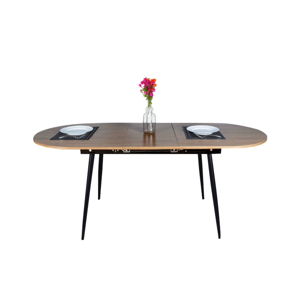 Masa dining, pliabila, stejar / neagra 150-190x75 cm, TAMERON — imaginea 5