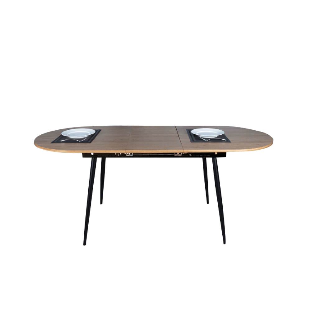 Masa dining, pliabila, stejar / neagra 150-190x75 cm, TAMERON — imaginea 6