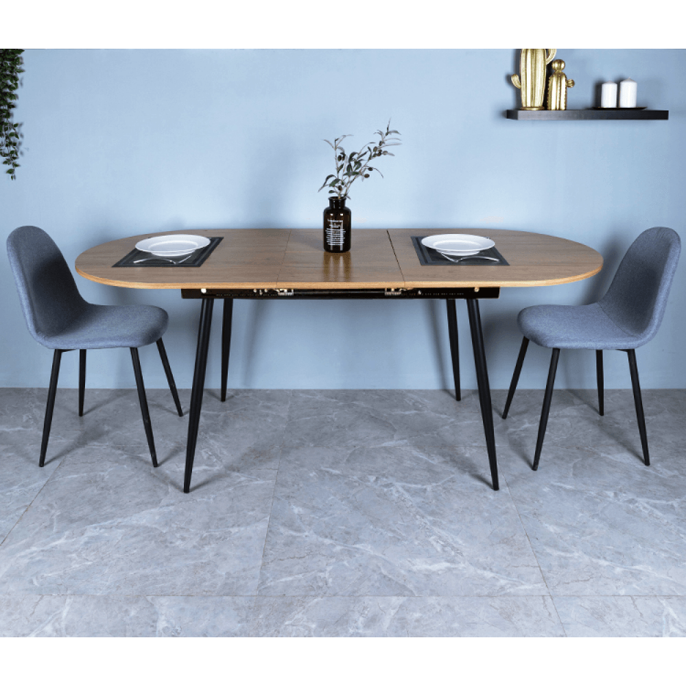 Masa dining, pliabila, stejar / neagra 150-190x75 cm, TAMERON — imaginea 8