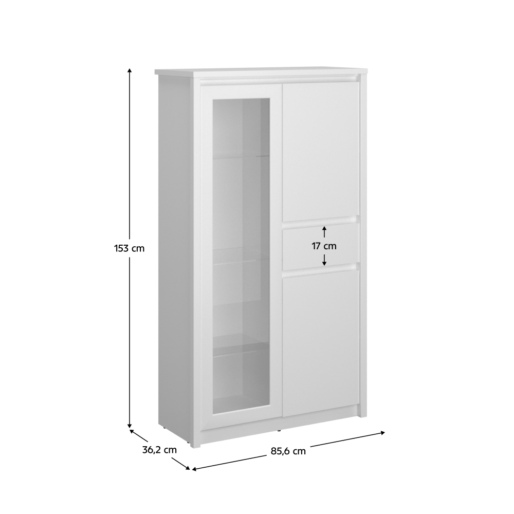 Vitrina joasa 2D1W1S, alba, ERODIN — imaginea 2
