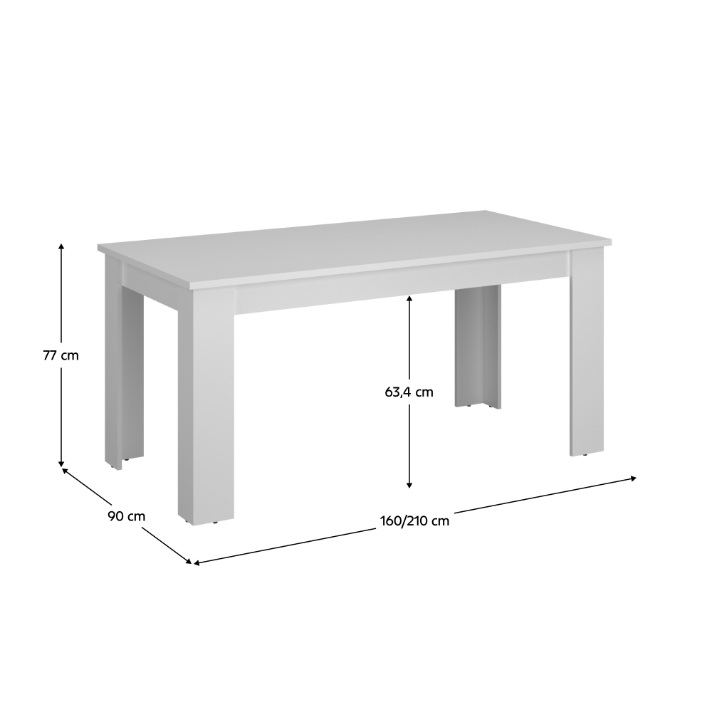 Masa dining extensibila, alba, 160-210x90 cm, ERODIN — imaginea 3