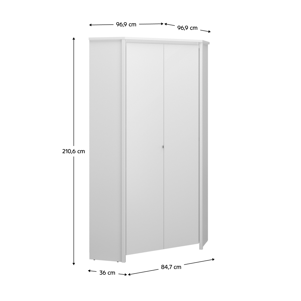 Dulap de colt 2D, alb, ERODIN — imaginea 3