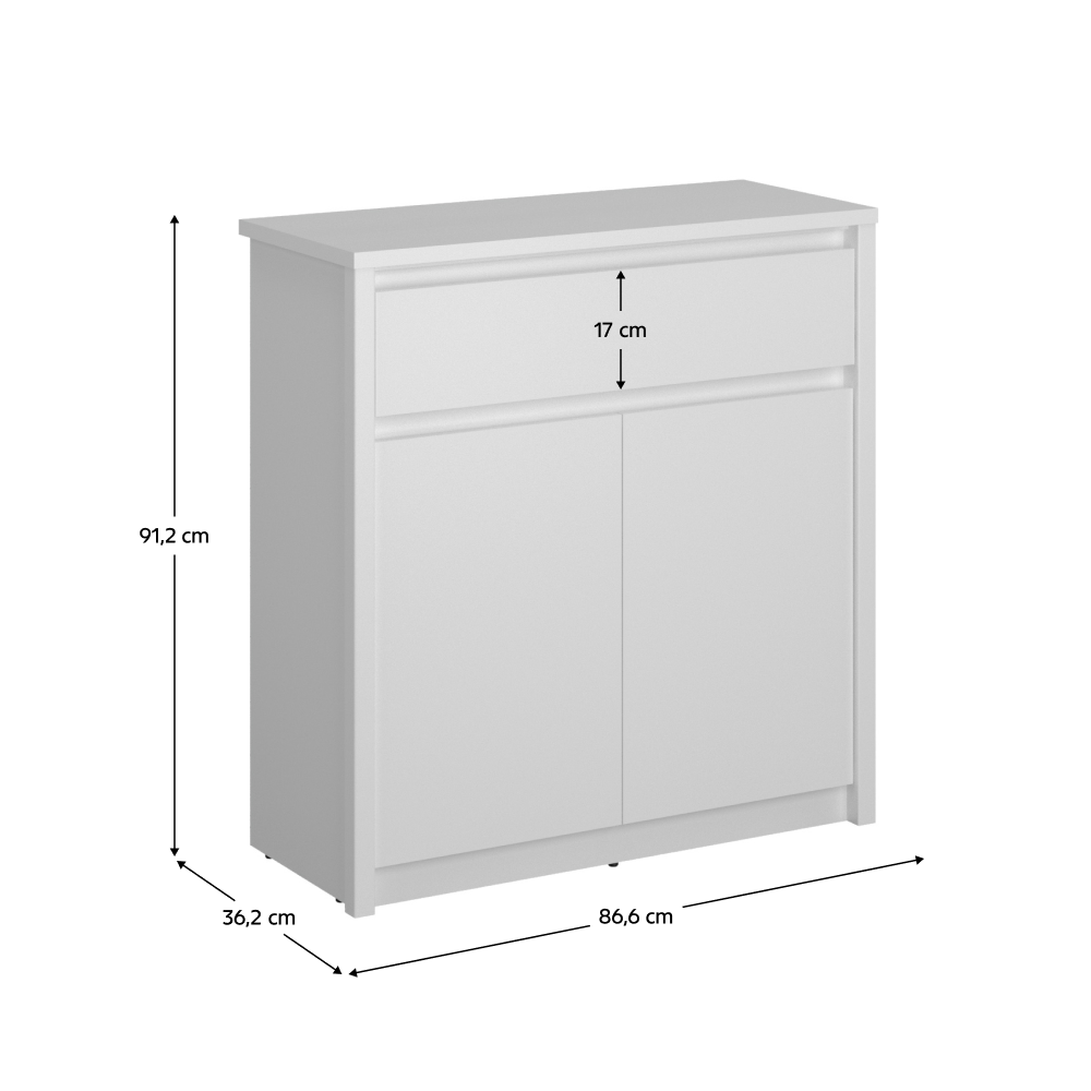 Comoda 2D1S, alba, ERODIN — imaginea 2