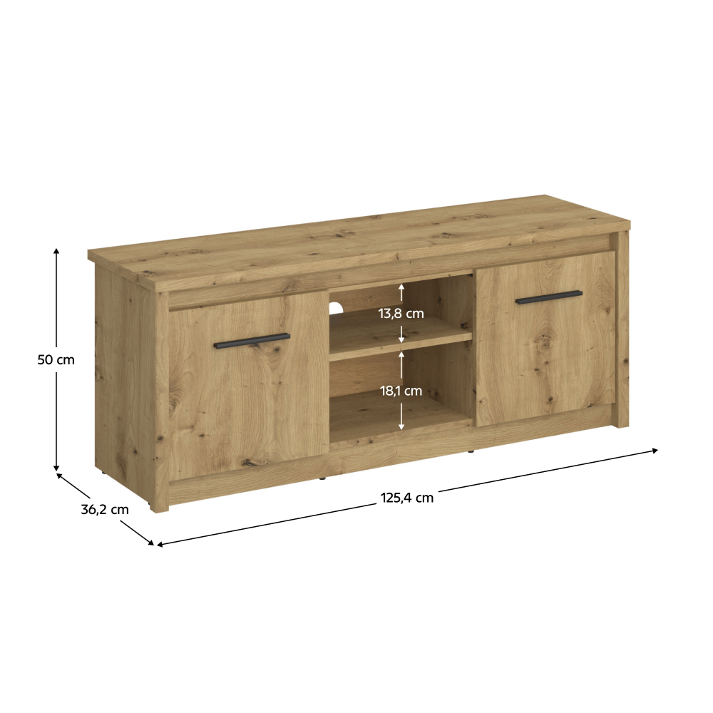 Masa TV 2D/125, stejar Artisan, AIRON — imaginea 3