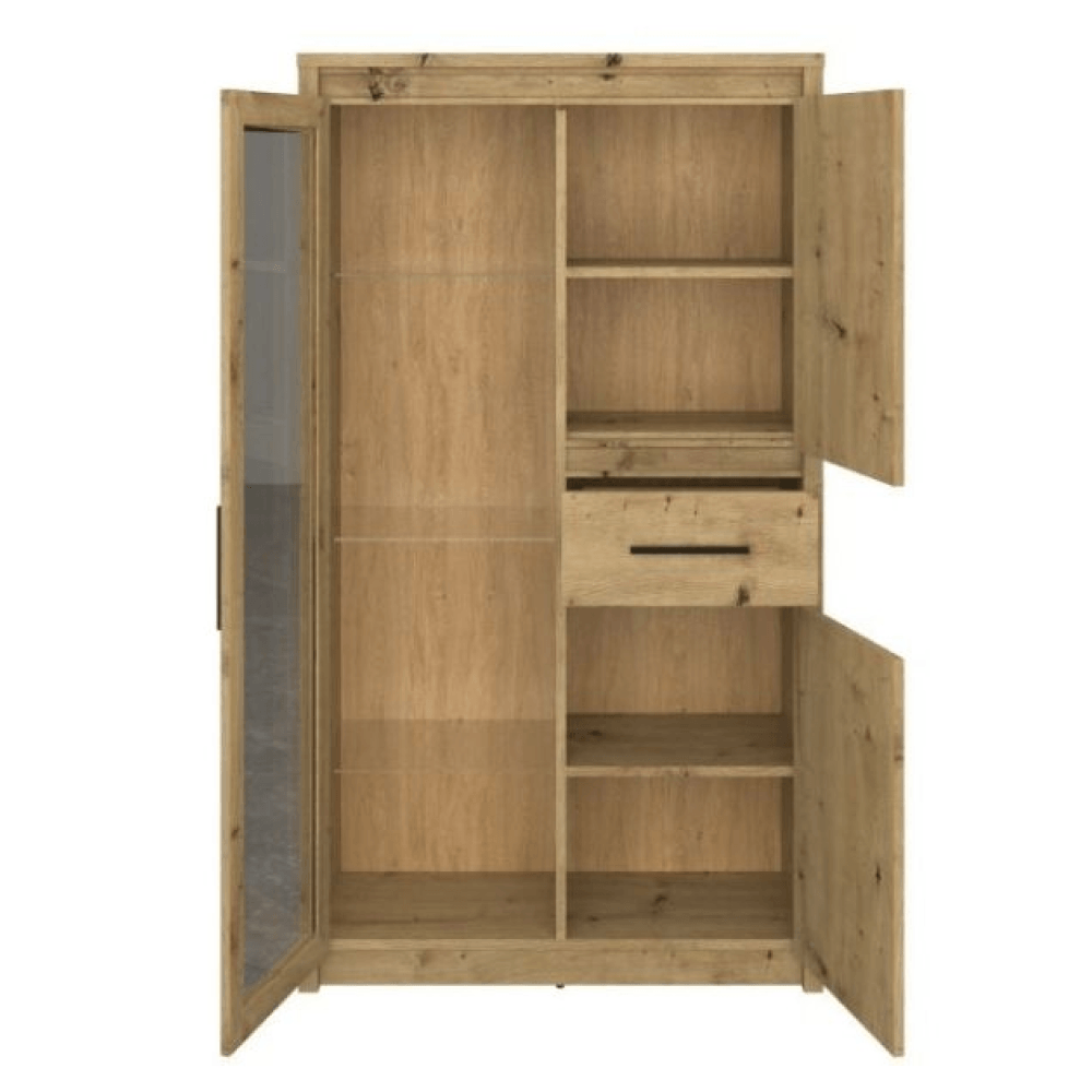 Vitrina joasa 2D1W1S, stejar Artisan, AIRON — imaginea 3