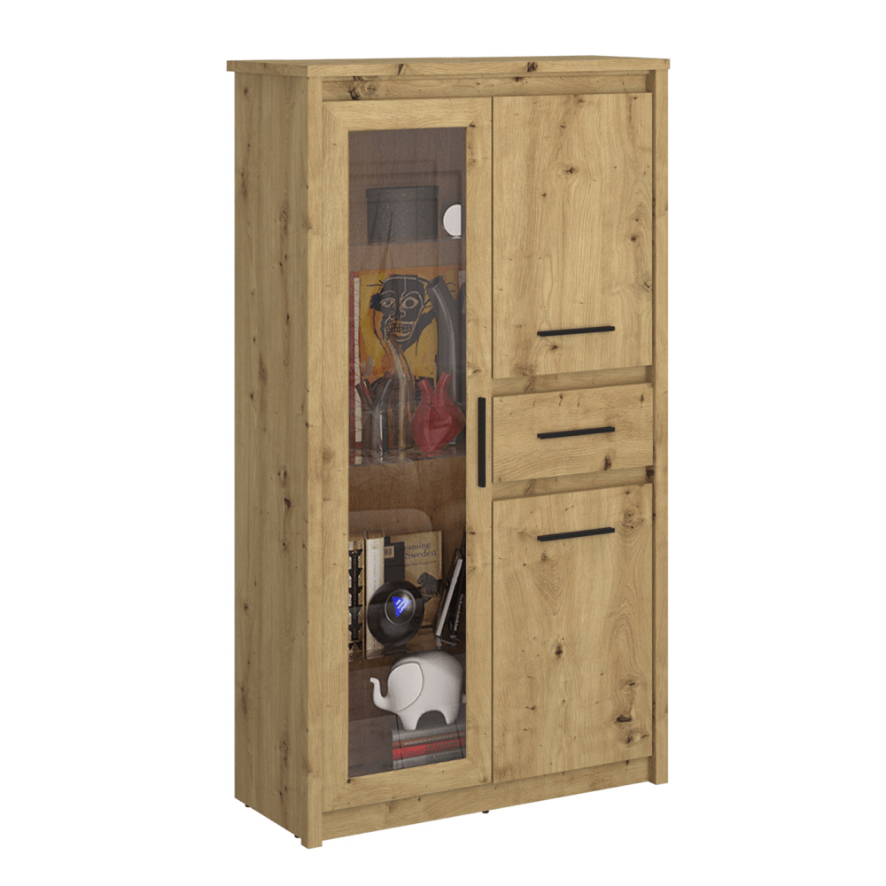 Vitrina joasa 2D1W1S, stejar Artisan, AIRON — imaginea 4