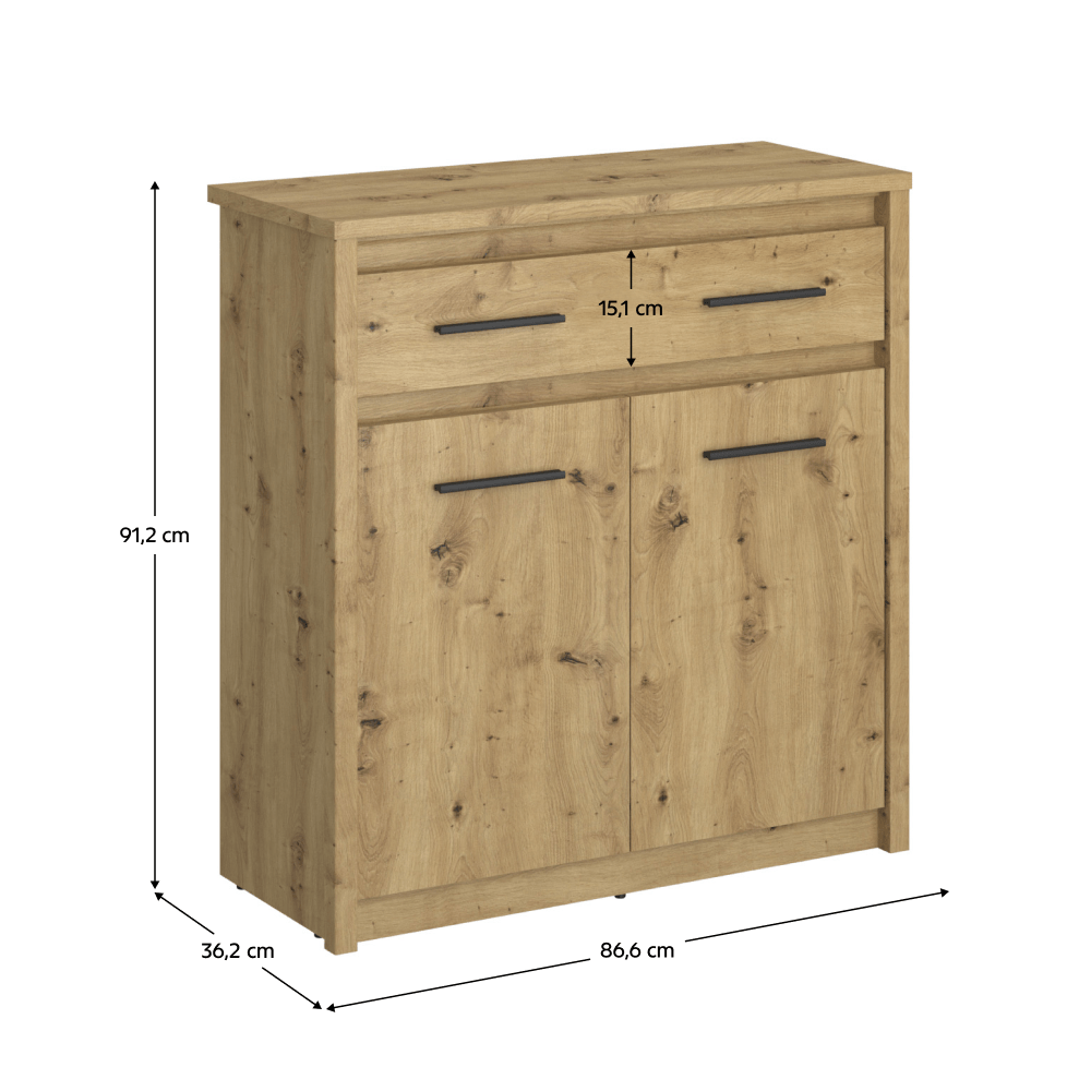 Comoda 2D1S, stejar Artisan, AIRON — imaginea 3