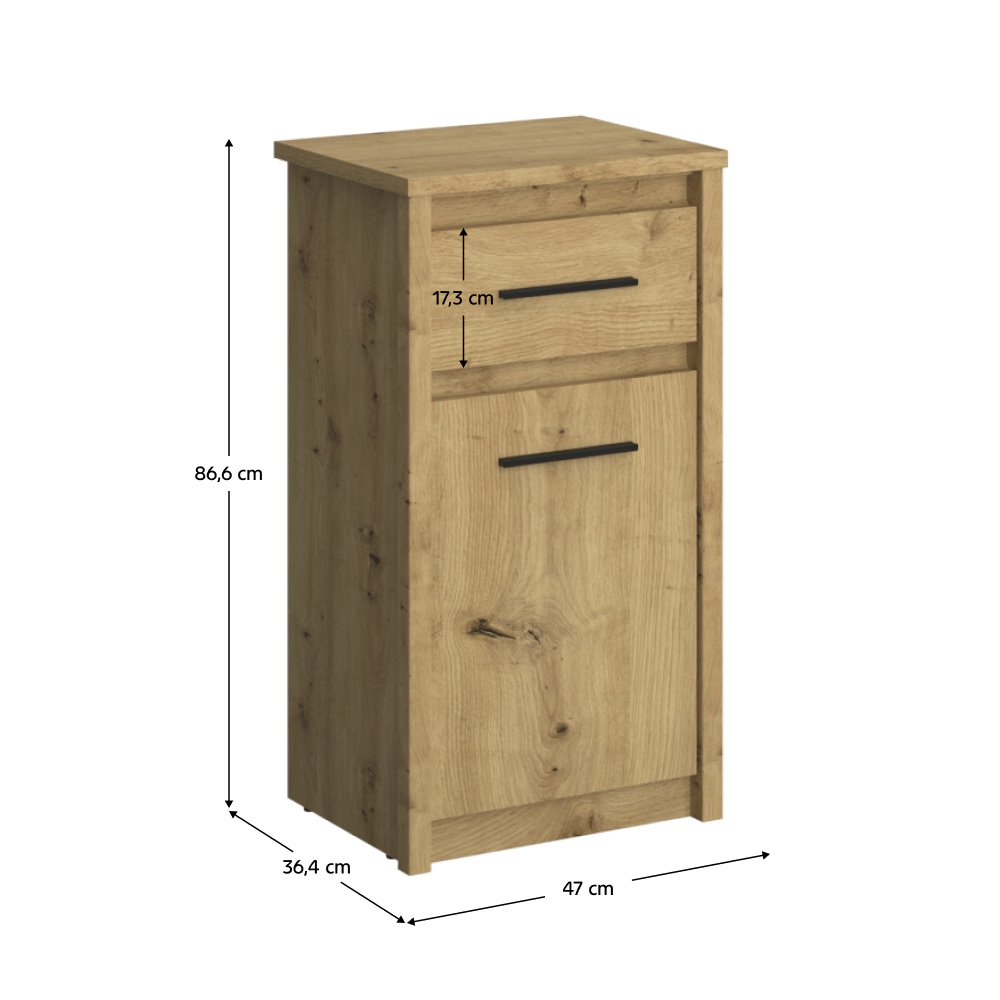 Comoda 1D1S, stejar Artisan, AIRON — imaginea 3