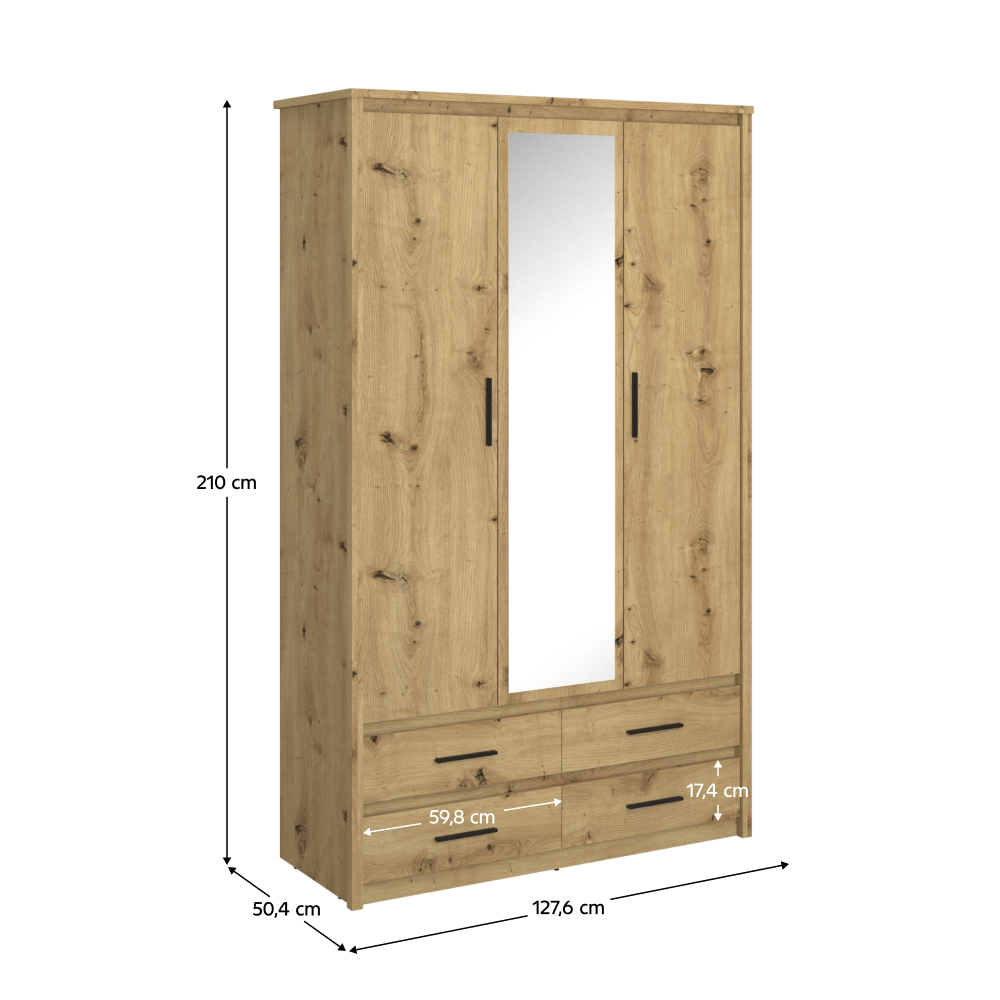 Dulap cu oglinda 3D4S, stejar Artisan, AIRON — imaginea 4