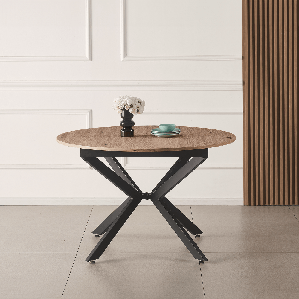 Masa extensibila de dining, stejar artisan / neagra, 100x100-140x75 cm, ABERO TIP 1 — imaginea 7