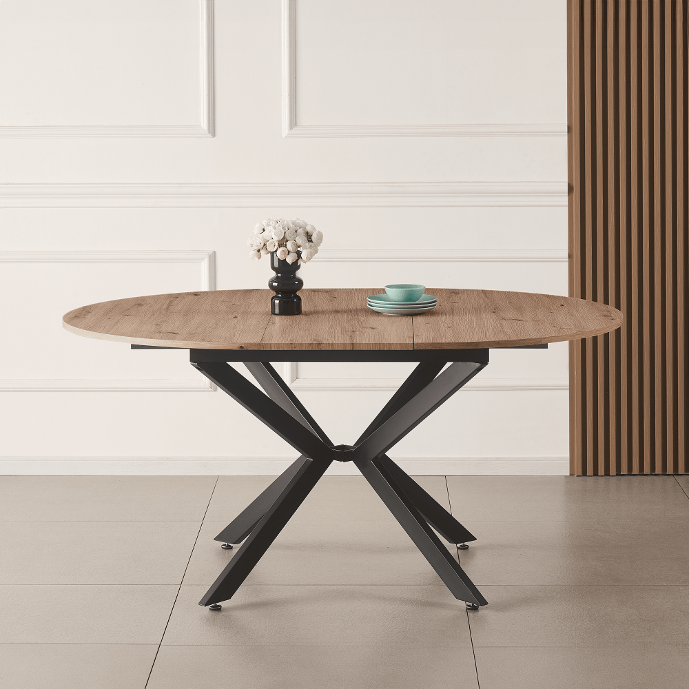 Masa extensibila de dining, stejar artisan / neagra, 100x100-140x75 cm, ABERO TIP 1 — imaginea 8