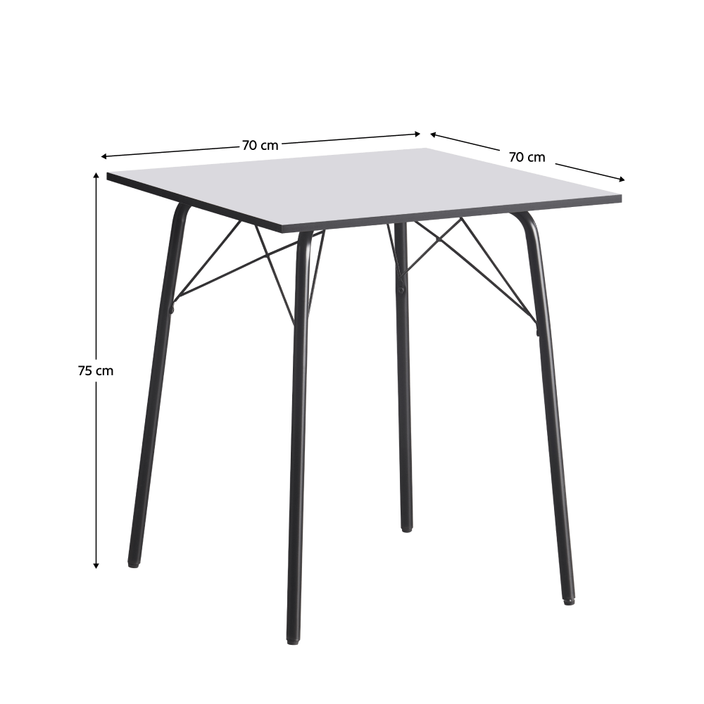 Masa dining, alba / neagra, 70x70x75 cm, NALAK TIP 1 — imaginea 8