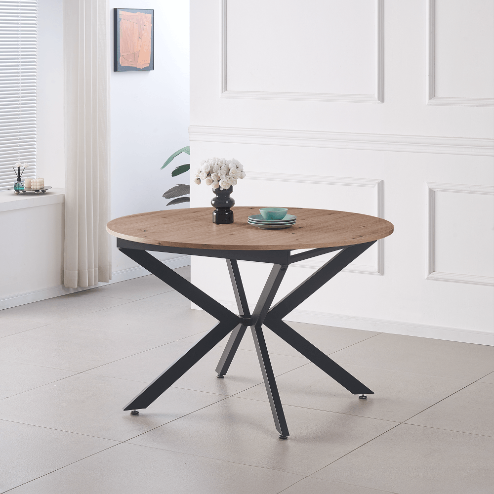 Masa dining extensibila, stejar artisan / neagra, 120x120-160x75 cm, ABERO TIP 2 — imaginea 9