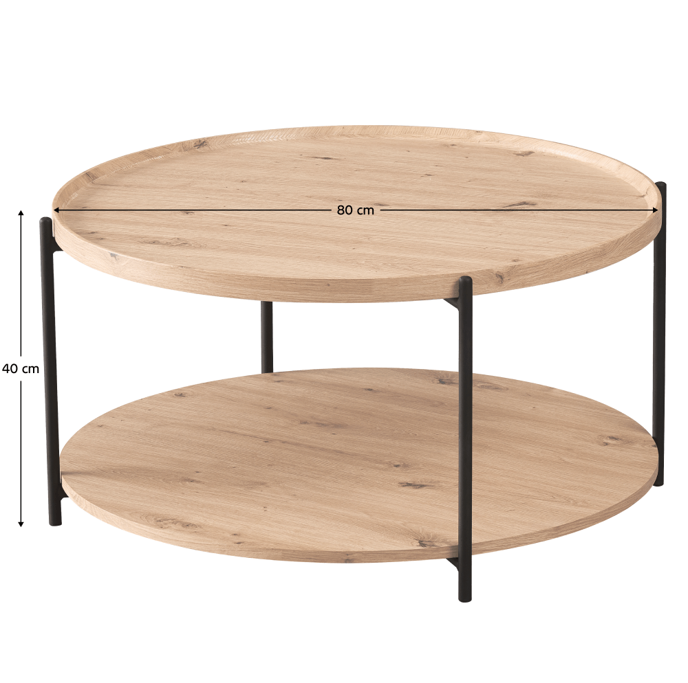Masuta de cafea, stejar artisan/neagra, LAPIS — imaginea 3
