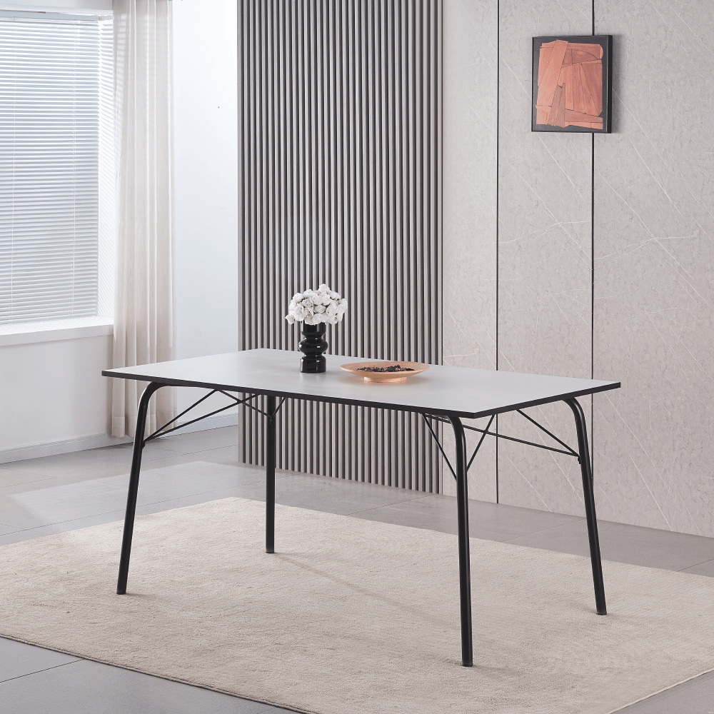 Masa dining, alba / neagra, 160x80x75 cm, NALAK TIP 3 — imaginea 6