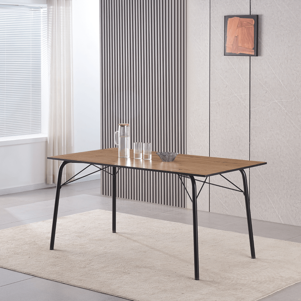 Masa de sufragerie, stejar artisan / negru, 160x80x75 cm, NALAK YTIP 3 — imaginea 6