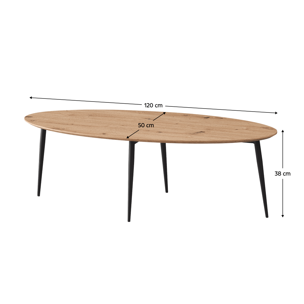 Masuta de cafea, stejar artisan / neagra, SANAM — imaginea 4