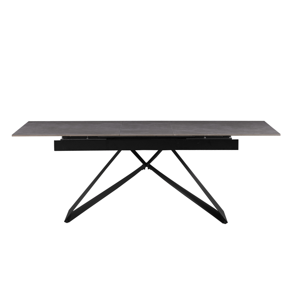 Masa dining extensibila, beton/neagra, 160-200x90 cm, MAJED — imaginea 4