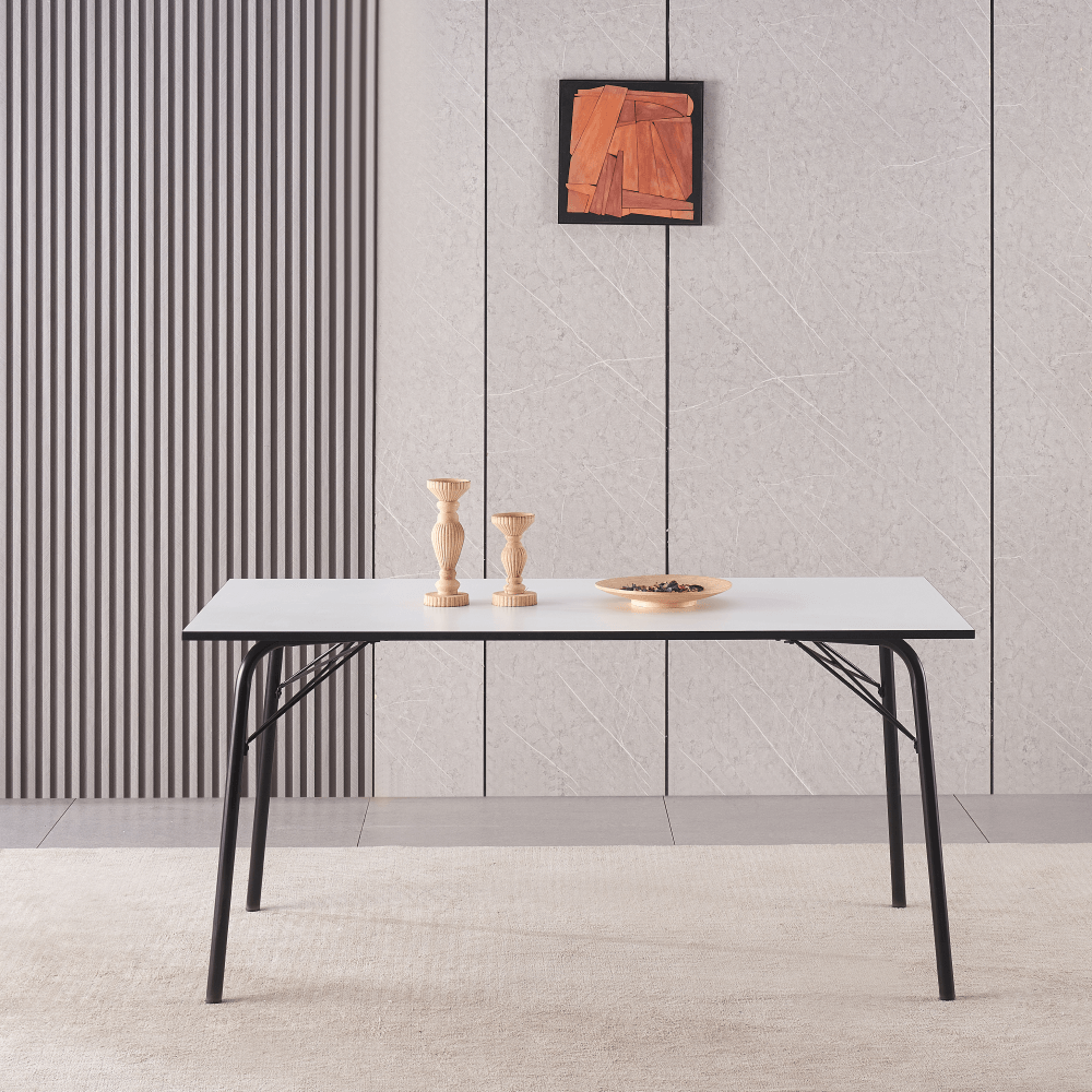 Masa dining, alba / neagra, 160x80x75 cm, NALAK TIP 3 — imaginea 7
