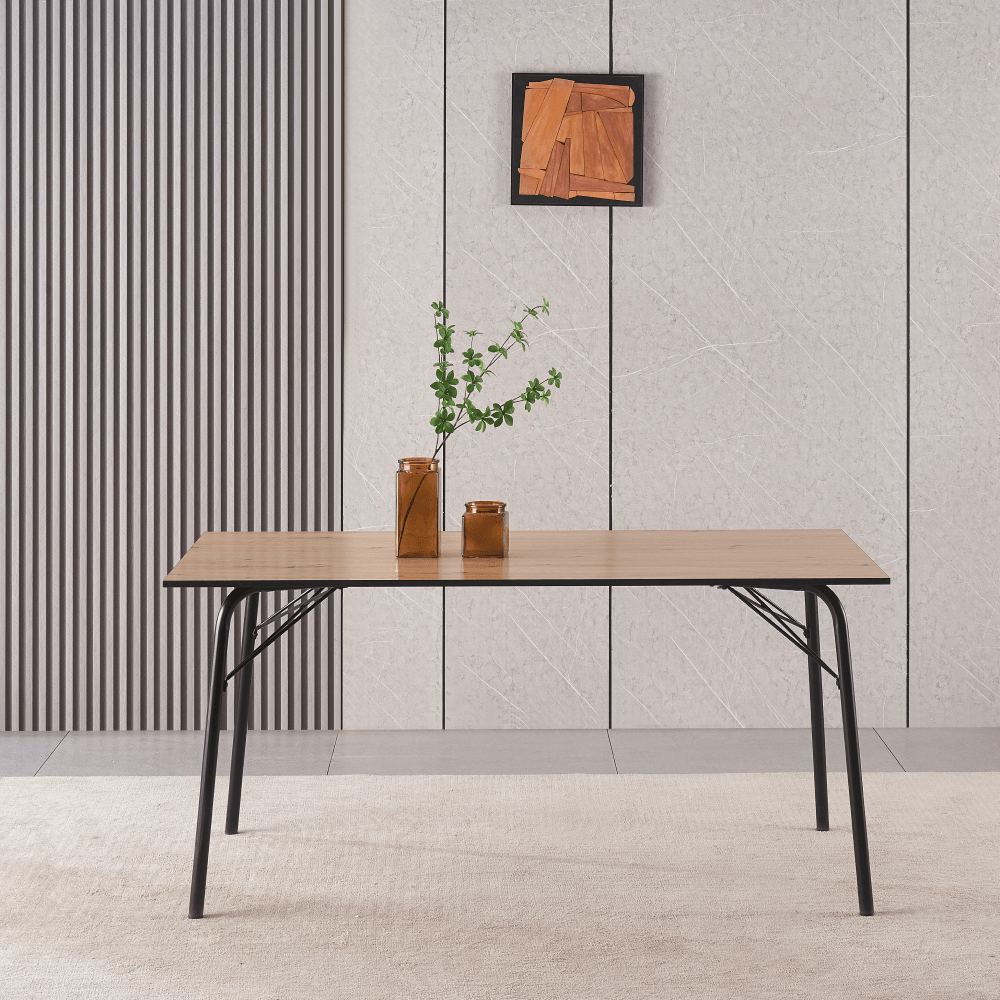 Masa de sufragerie, stejar artisan / negru, 160x80x75 cm, NALAK YTIP 3 — imaginea 7