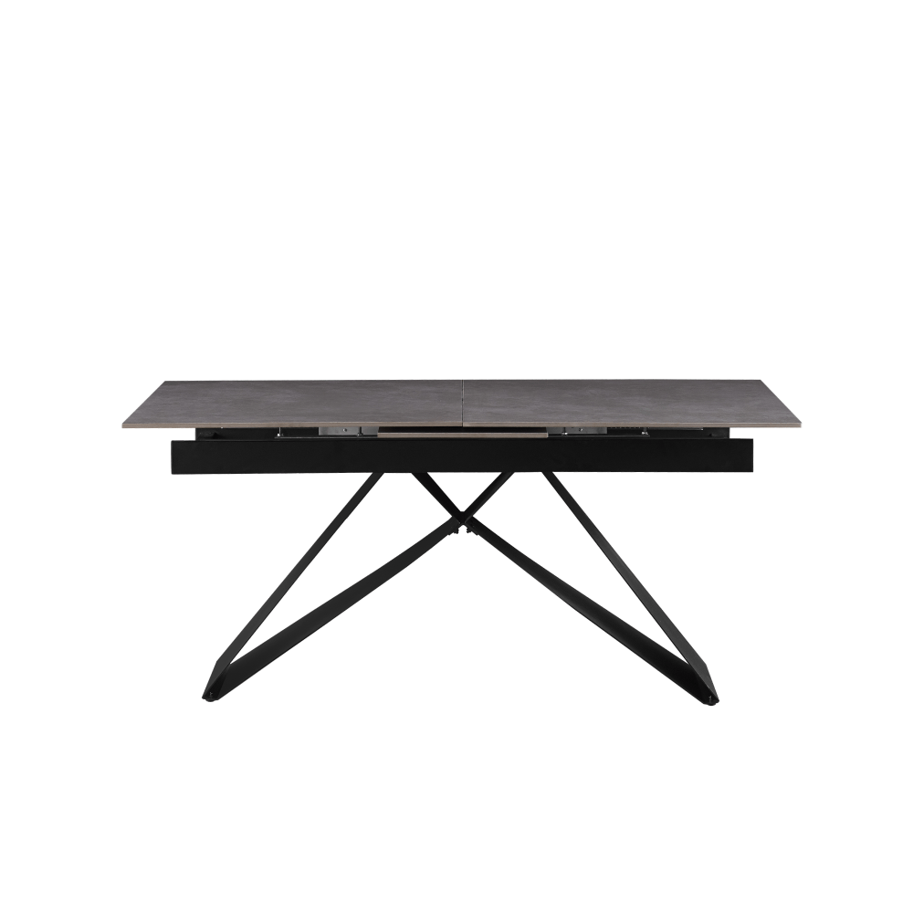 Masa dining extensibila, beton/neagra, 160-200x90 cm, MAJED — imaginea 5