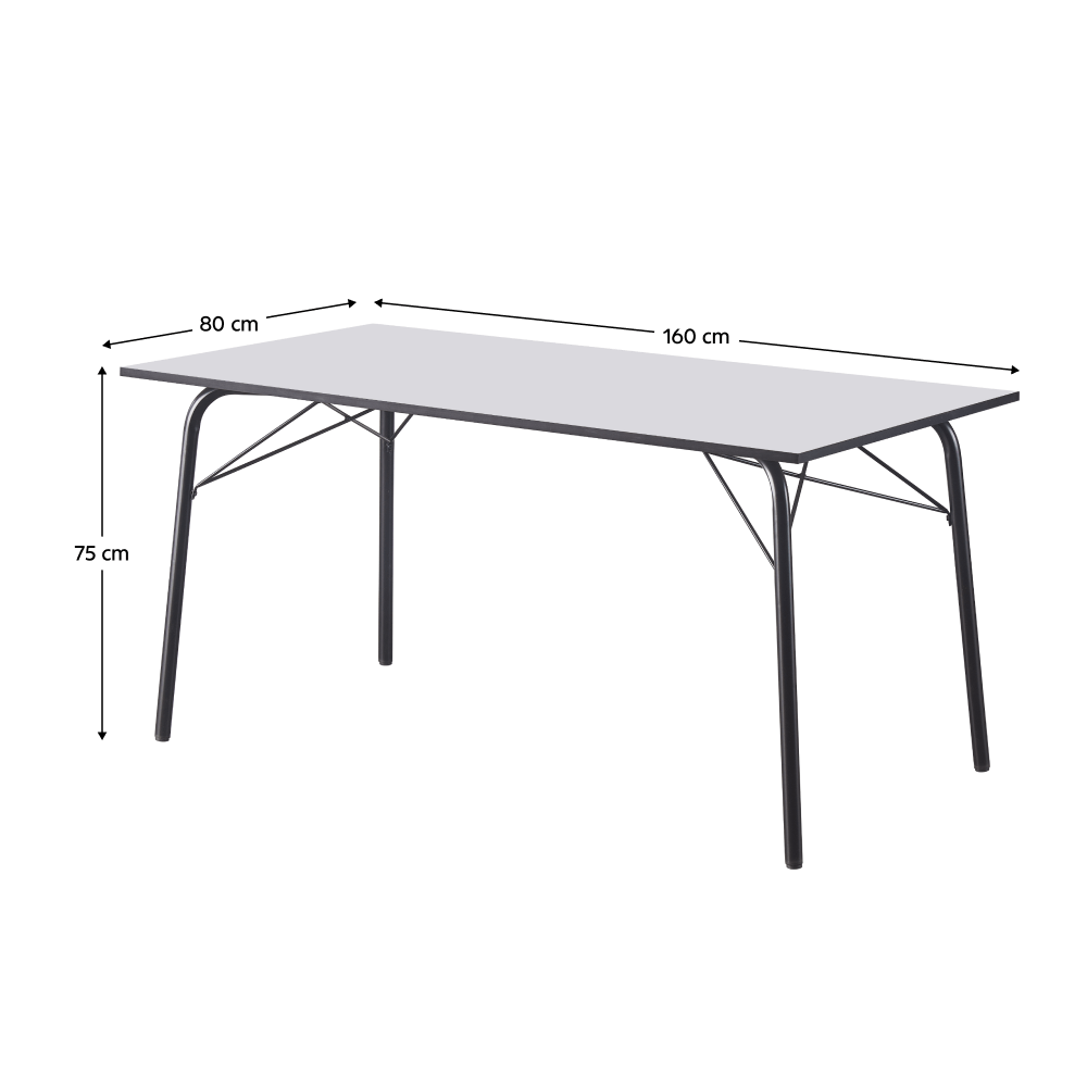 Masa dining, alba / neagra, 160x80x75 cm, NALAK TIP 3 — imaginea 8
