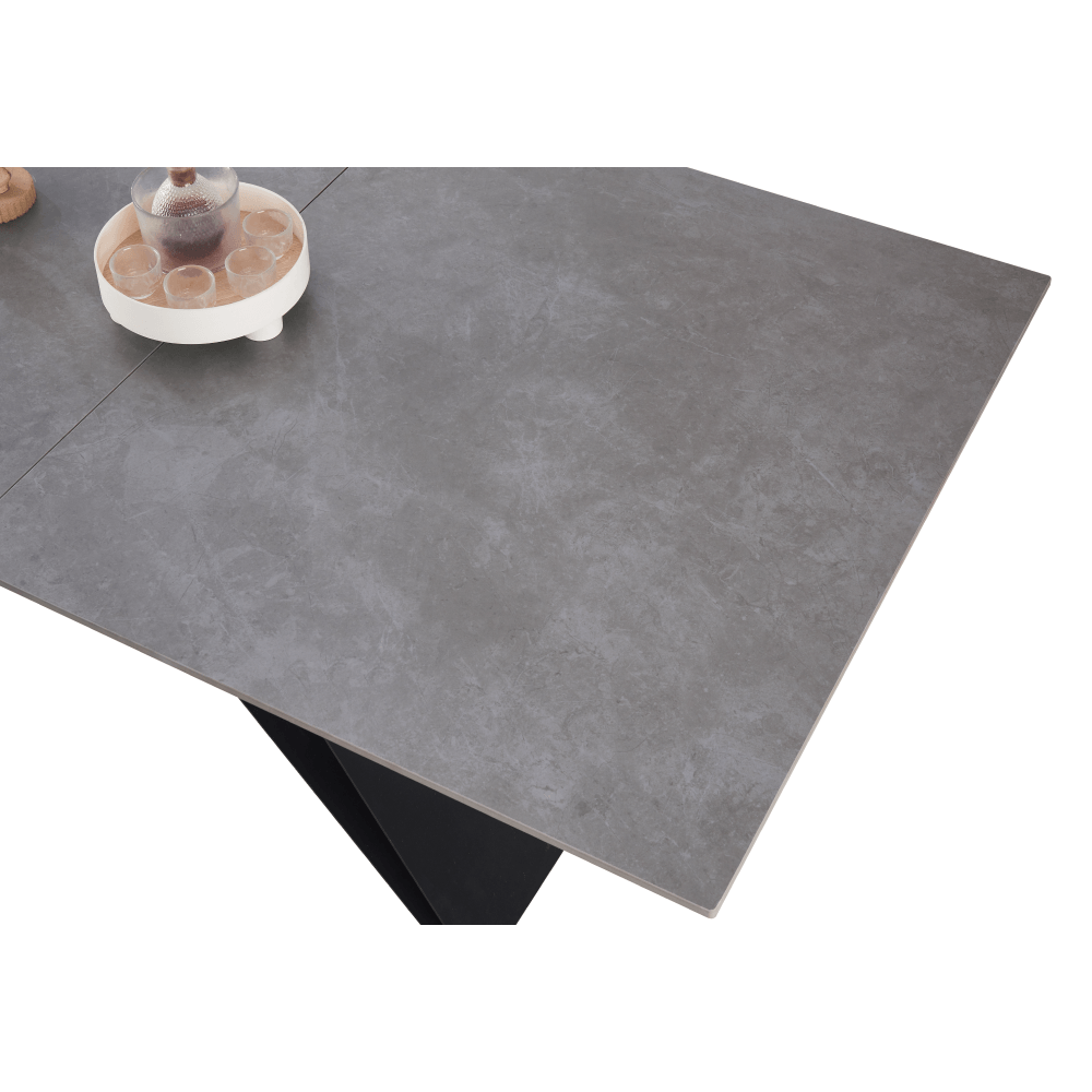 Masa dining extensibila, beton/neagra, 160-200x90 cm, MAJED — imaginea 6